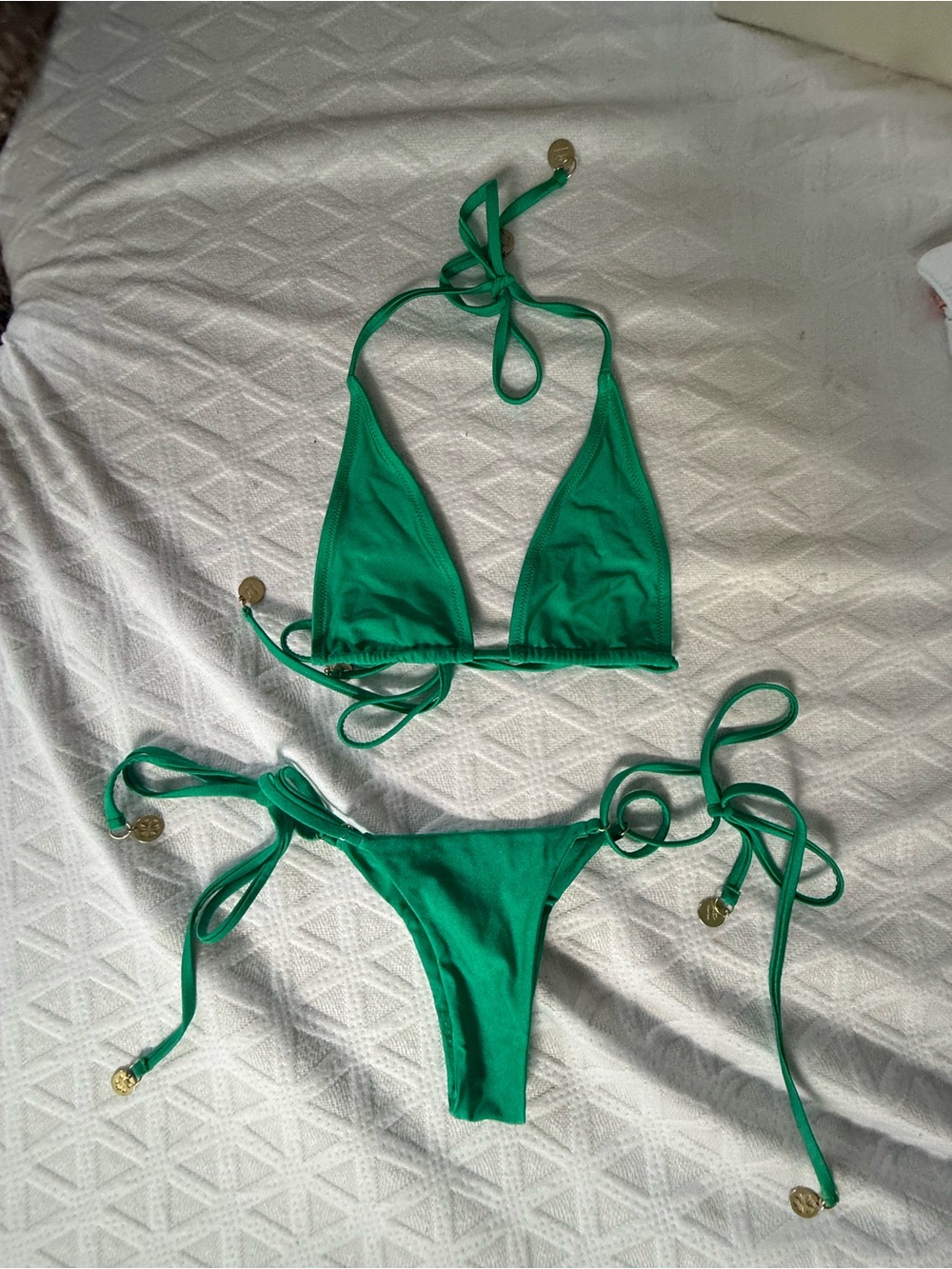 Kulani Kinis Green String Triangle Bikini